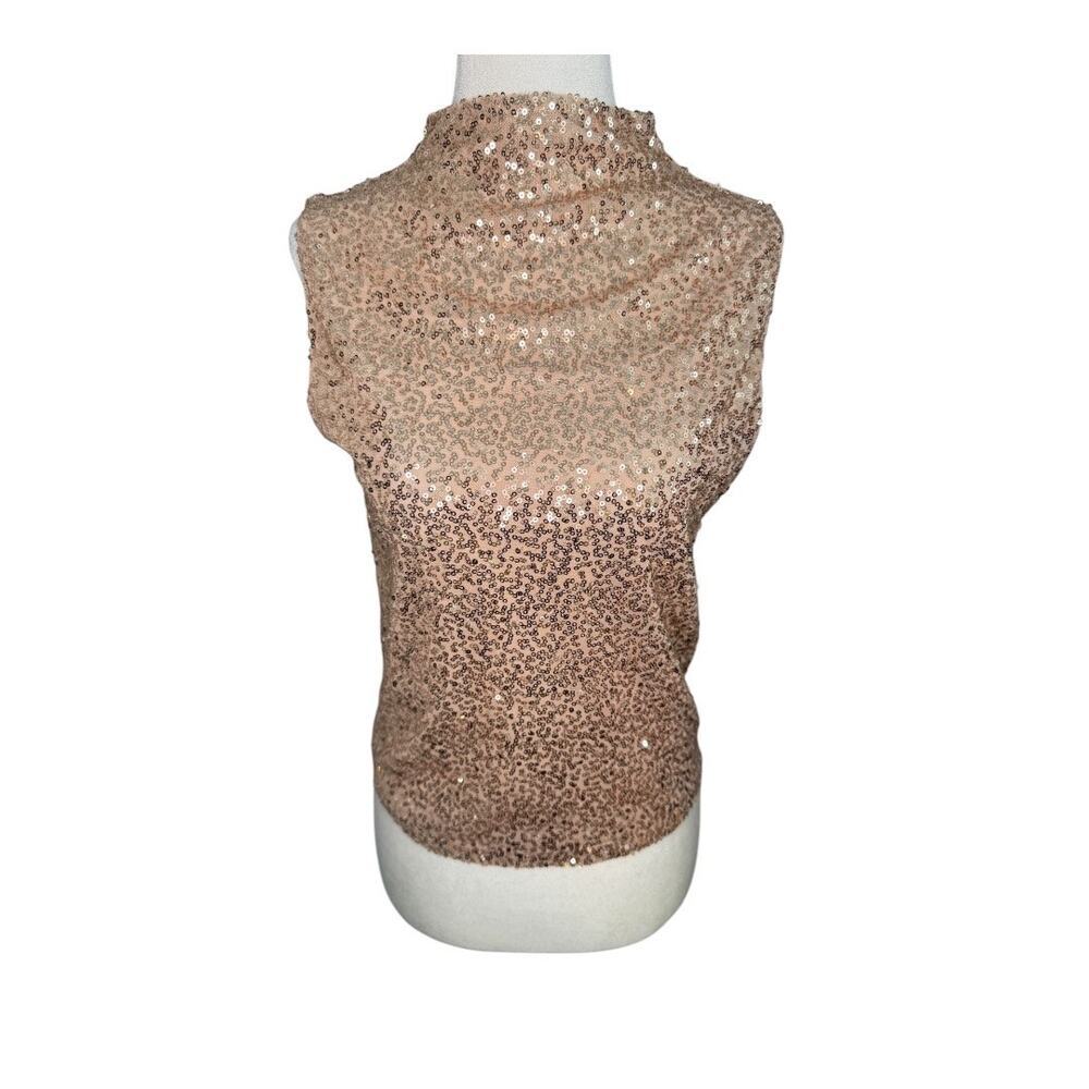 Melrose and Market XS Pink Gold Sequin Mock Neck Sleeveless Party Top NWOT